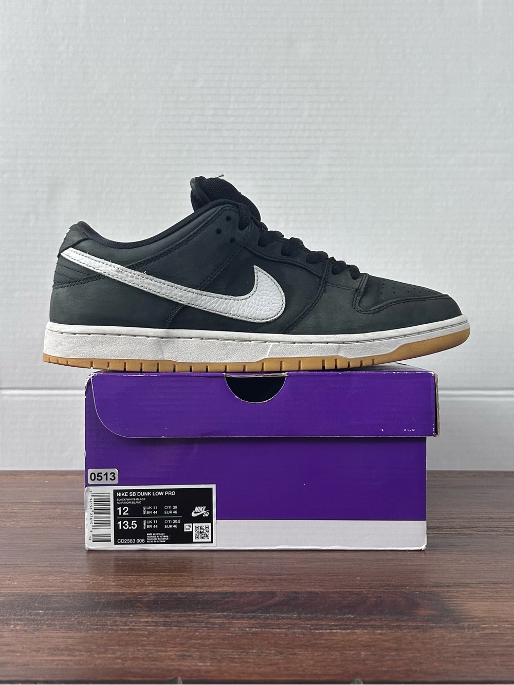 Nike SB Dunk Low Pro Black Gum White Men’s 12/Women’s 13.5